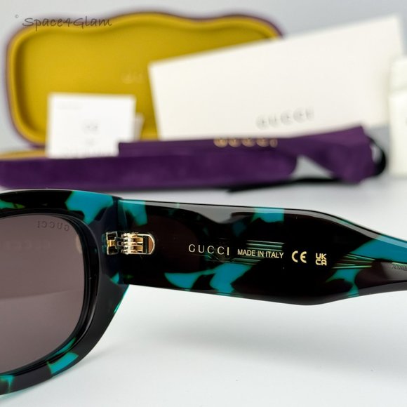 NEW Gucci GG1215S 001 Havana Grey Rectangle Unisex Sunglasses GG 1215S - Picture 6 of 12